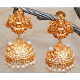 Lakshmi Goddess Pearl Jhumkas